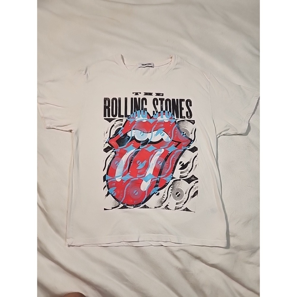 Daydreamer The Rolling Stones Graphic Tee White Cotton Band Shirt Medium